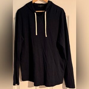 EUC Vince Men’s Lightweight Slub Cotton Hoodie L Dark Navy/Black Premium Casual